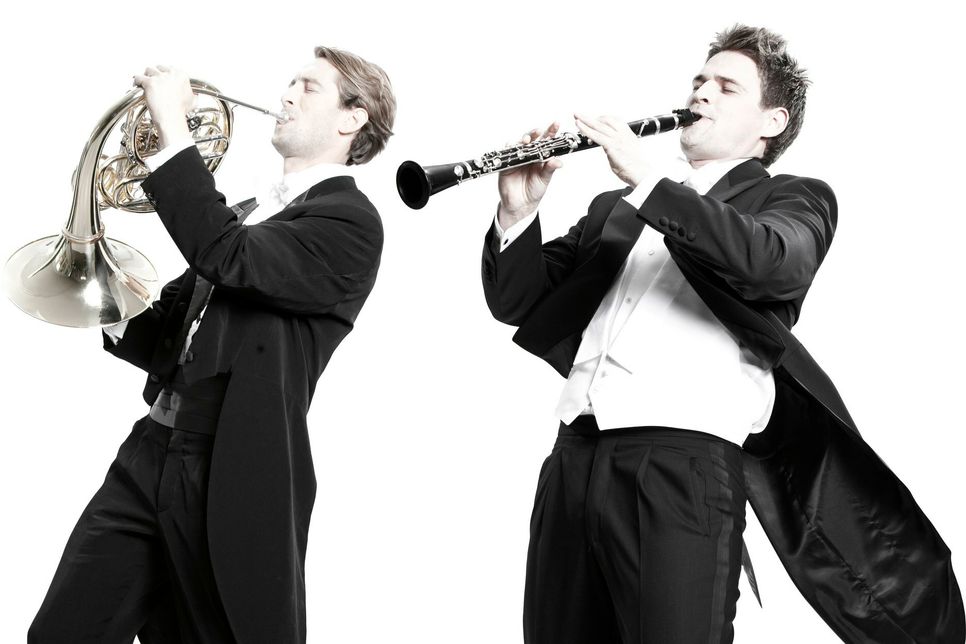 Stephan Schottstädt (Horn) und Sebastian Lambertz (Klarinette)... vom Weimarer Bläserquintett.
